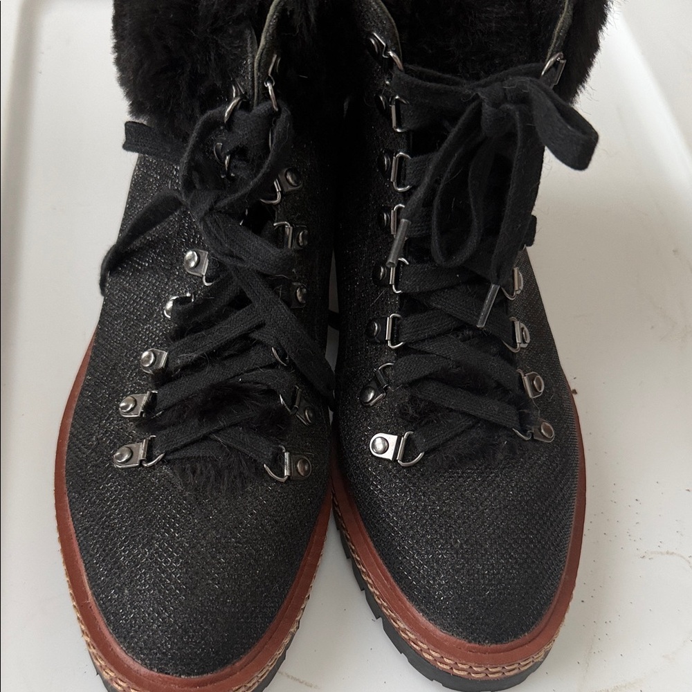 Kate Spade Black and Brown Lace-Up Winter Boots